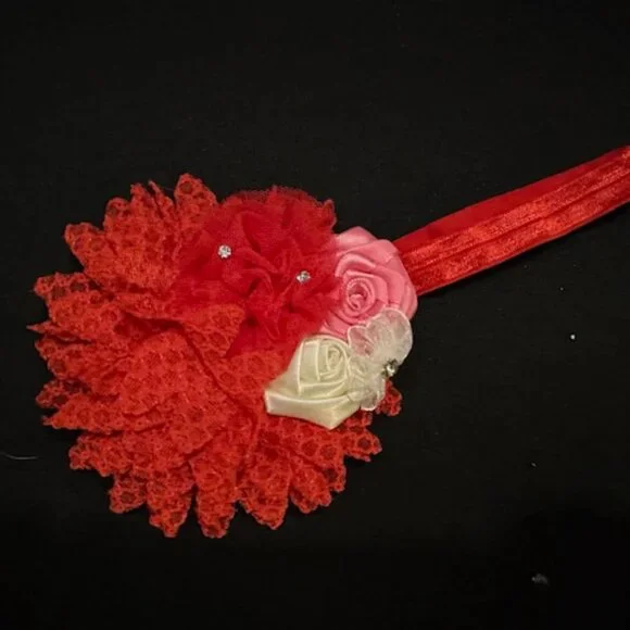 Red Maternity Sash & Headband Set 7305 Handmade NWT Boutique - Picture 2 of 3